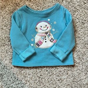 Garanimals Teal Snowman Long Sleeve Tee